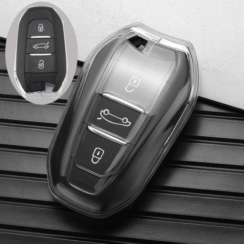 Soft TPU Car Key Case Cover Shell Fob Holder for Peugeot 308 408 508 2008 3008 4008 5008 for Citroen C4 C6 C3-XR Accessories