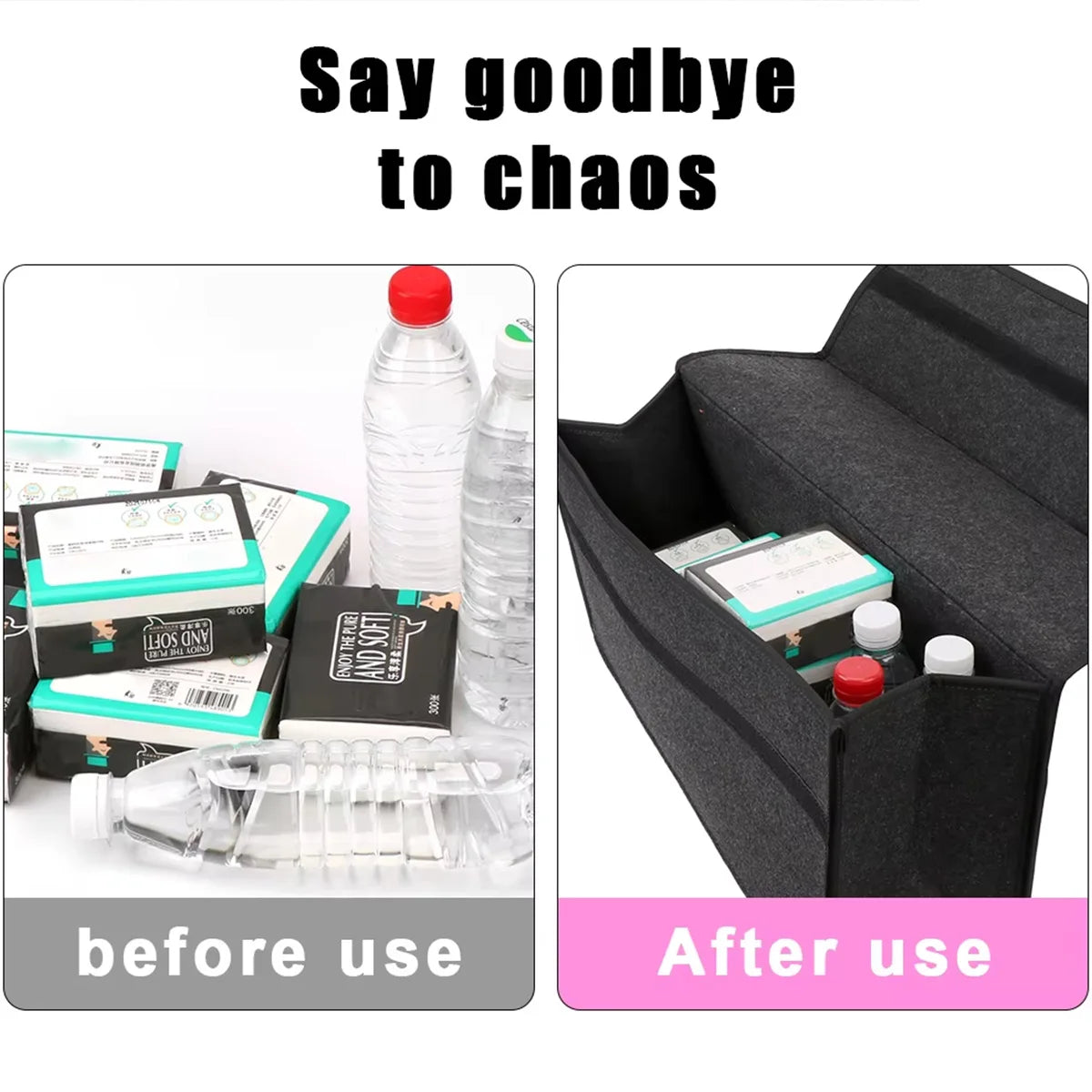 1PC Dark Gray Car Felt Storage Box Car Storage Bag Enlarged and Thickened Soft Felt Stor detail view