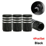 DSYCAR 4Pcs Silver Aluminum Knurling Tire Valve Stem Caps | US Schrader Compatible detail view