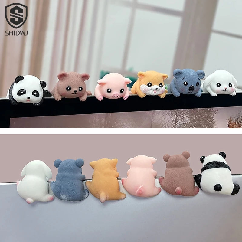 Cute Screen Ornament Monitor Lying Small Animal Decorations Ornaments Panda Koala Pig Ca detail view