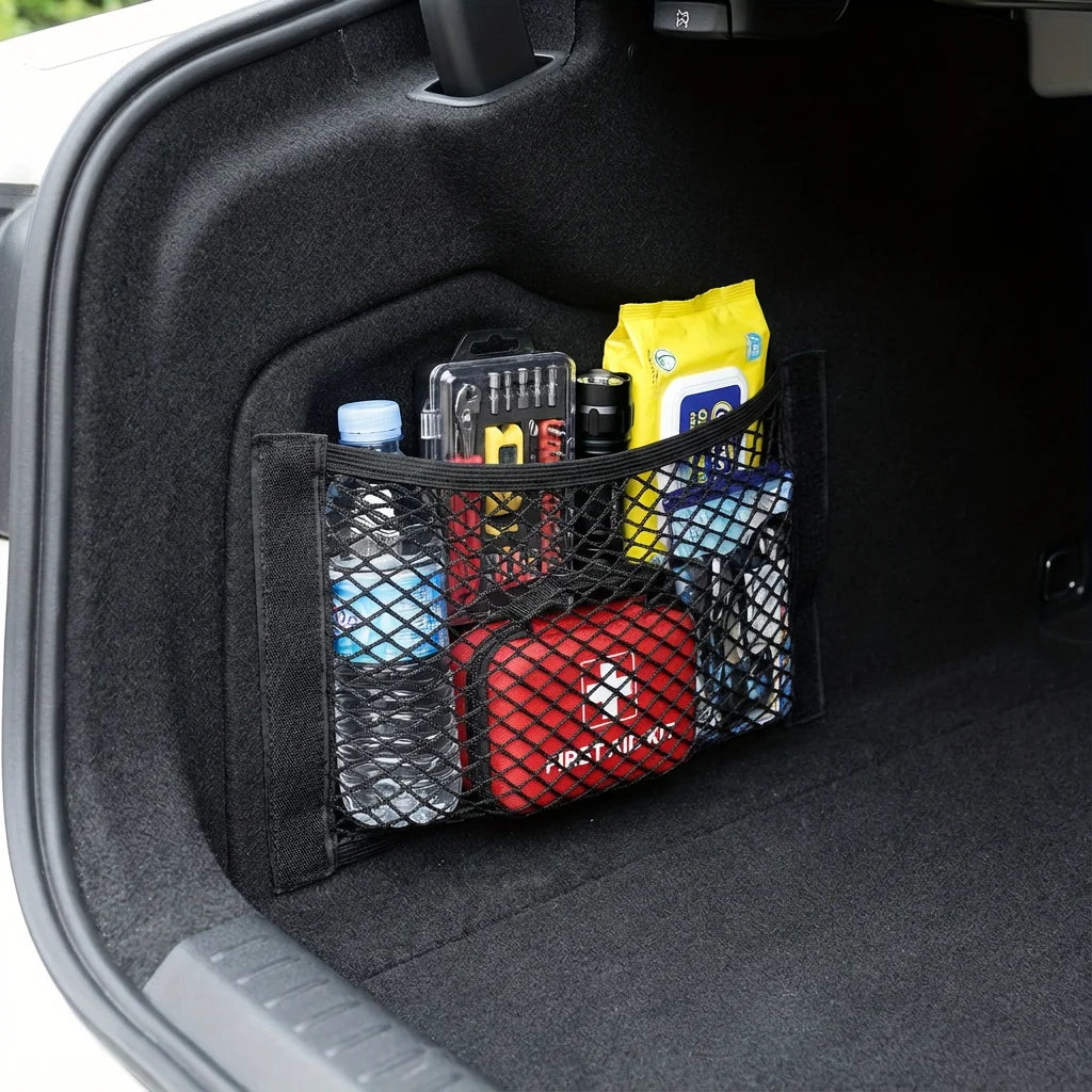 Car Storage Net Stretchable Mesh Pocket Net Magic Elastic Sticker Universal Rear Mesh alternate view