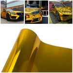 Glossy Gold Chrome Vinyl Wrap Film Car Motorcycle Sticker Waterproof Bubble Free Self-Adhesive Auto