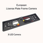 4/8/12LED European License Plate Rearview Camera Frame Reverse Backup Camera Night Vis close-up view