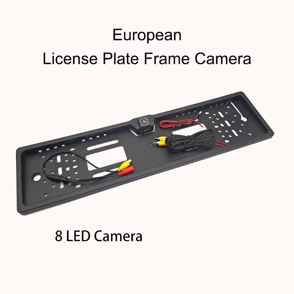 4/8/12LED European License Plate Rearview Camera Frame Reverse Backup Camera Night Vis close-up view