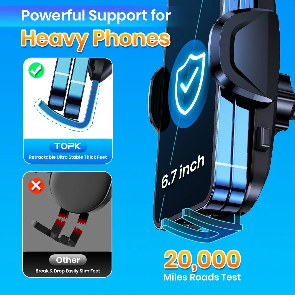 TOPK Car Phone Holder Mount | Upgraded Metal Hook Air Vent Phone Mount for All Phones lifestyle view