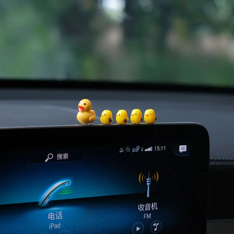 5Pcs Cute Mini Ducks Car Interior Decoration Auto Rearview Mirror Dashboard Ornaments close-up view