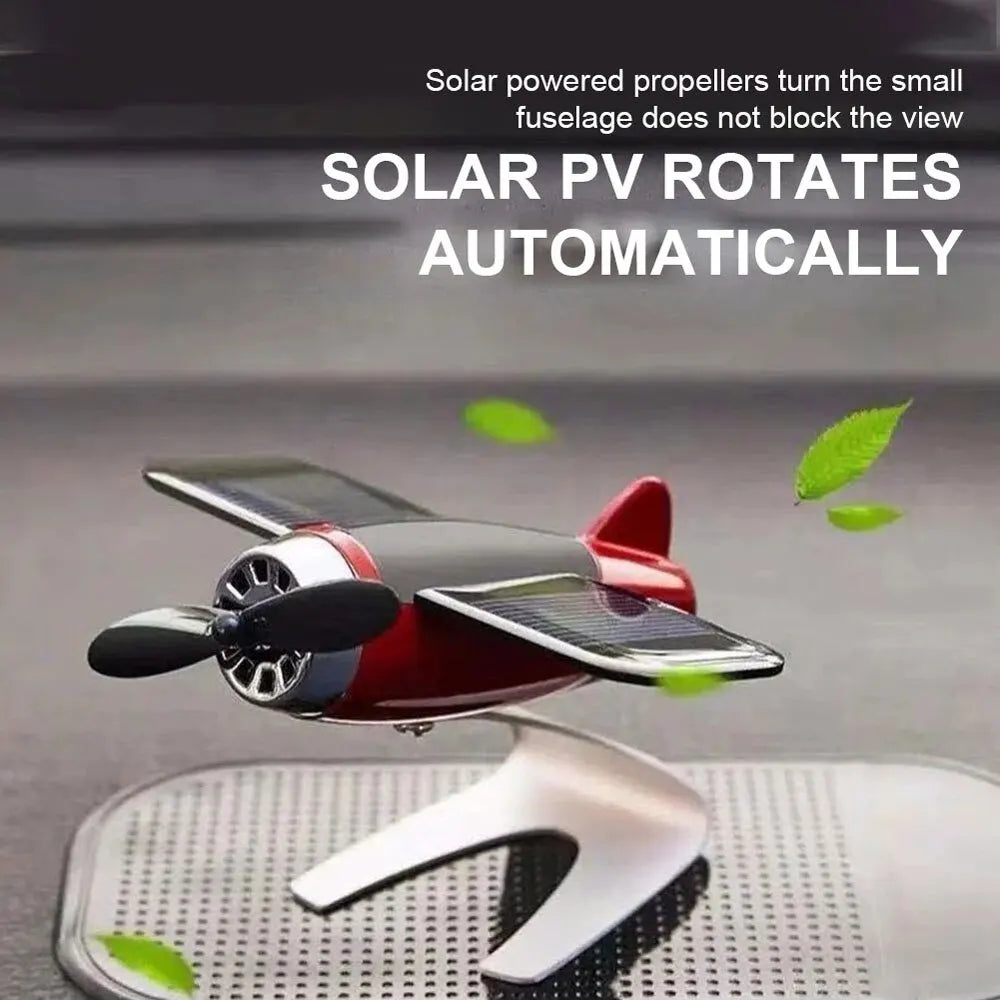 Solar Airplane Car Interior Desktop Ornament