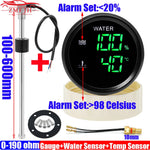Digital 2-in-1 52mm Dual Gauge with Alarm | Water Level and Temperature Monitor for 12V 24V Vehicles