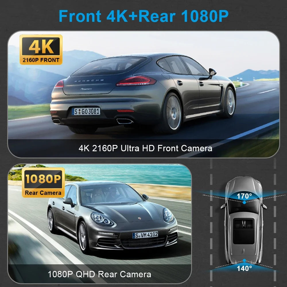 4K Dash Cam WiFi GPS Car DVR | 2160P Drive Recorder alternate view