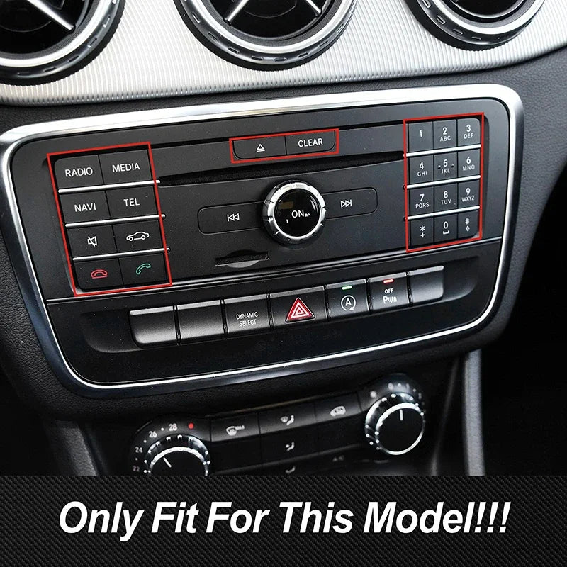 Car Center Console CD Panel Multimedia Button Stickers ABS For Mercedes Benz CLS W218 GLA X156 2014-2016 Interior Accessories