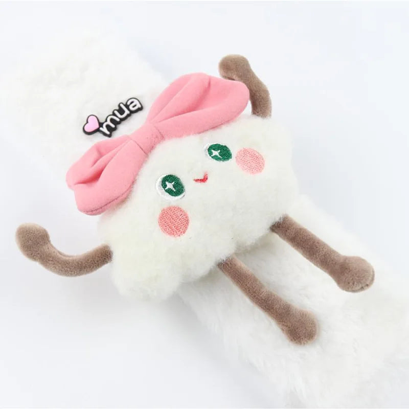 Cute Cartoon Bear Car Seat Belt Cover Imitation Rabbit Fur