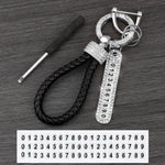 Leather Car Keychain With Phone Number Card Holder lifestyle view