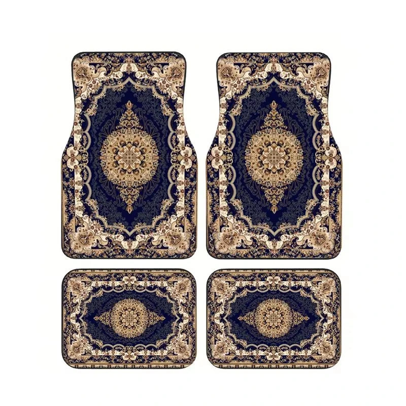 Red Bohemian Paisley Print Car Floor Mats 4Pcs Universal Anti-Slip Auto Carpet Interi alternate view