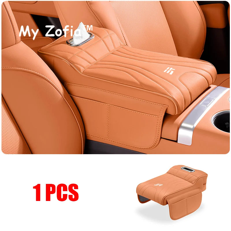 For JETOUR T2 Shanhai T2 2024 2025 2026 Car Armrest Box Height Increase Pad Leather Protective Cover Storage Bag Car Accessories