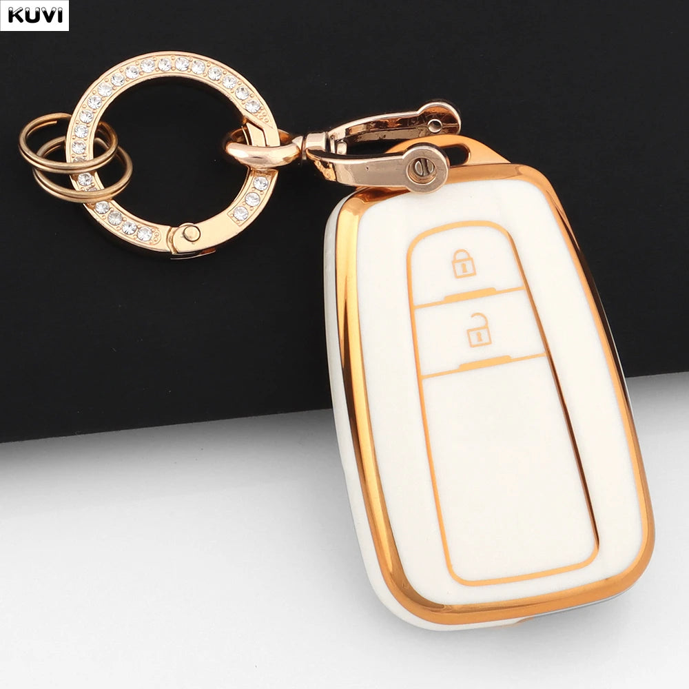 TPU Car Remote Key Case Cover Shell Fob Keychain For Toyota Prius Camry Corolla CHR C- close-up view