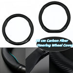 38mm Steering Wheel Cover Carbon Fiber Leather Non Slip Grip Universal Fit for Most Cars Auto Access
