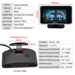 2 IN 1 LCD Car Voltmeter and Fuel Level Gauge | 0-190 Ohm Fuel Float Sensor for Auto M close-up view