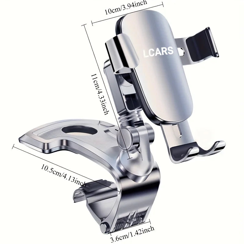Vehicle Dashboard-Mounted Car Phone Holder, Non-Damaging Installation, Convenient for In-Car Navigation and Entertainment, Adjustable Angle Clip, Silver Phone Holder, Automotive Electronic Accessories.