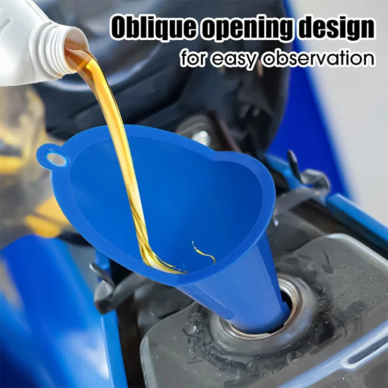 1pc Plastic Long Stem Funnel Universal Car Motorcycle Gasoline Oil Filling Tool Black Bl detail view