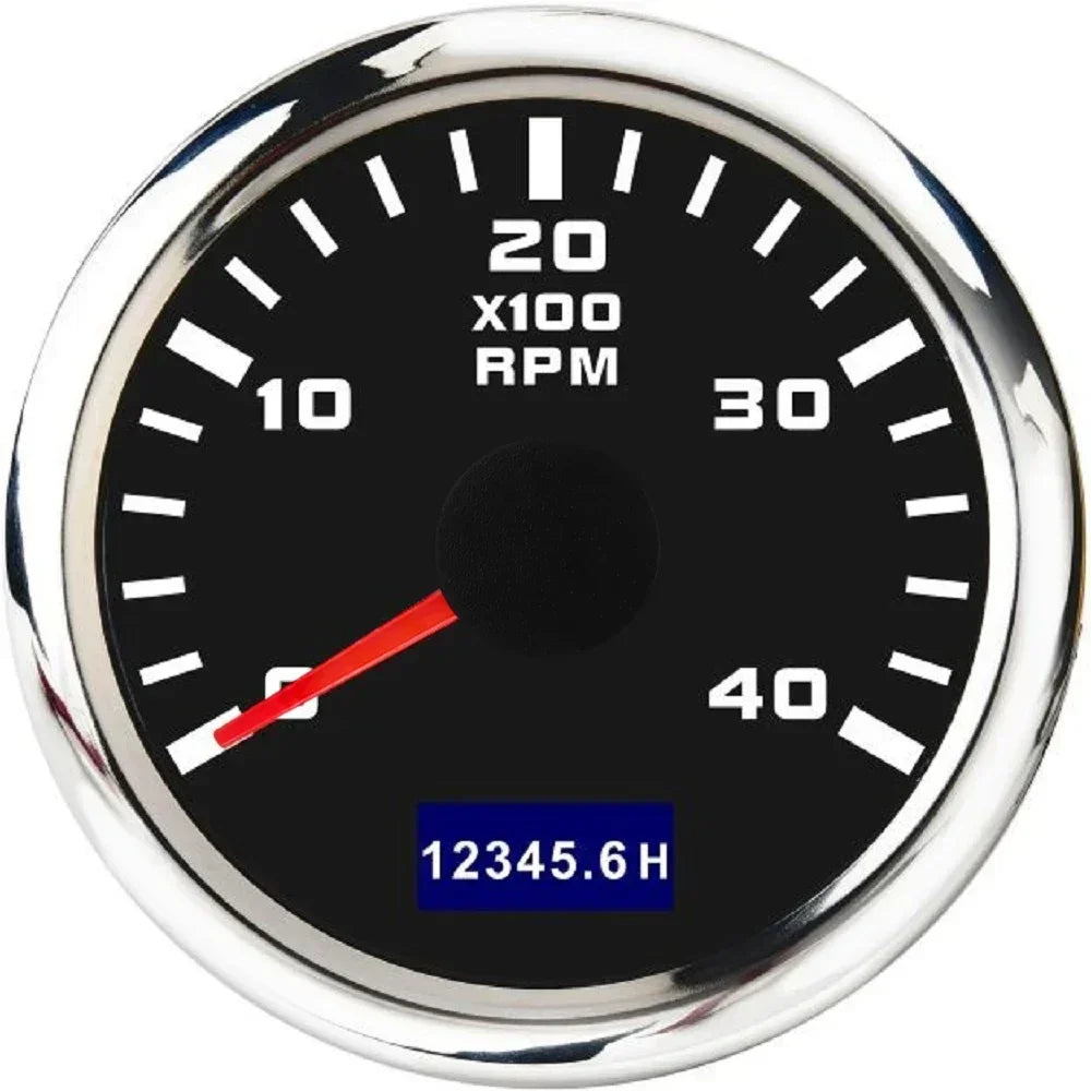 52mm Tachometer with Hourmeter | 7 Color Backlight RPM Gauge for Car Boat alternate view