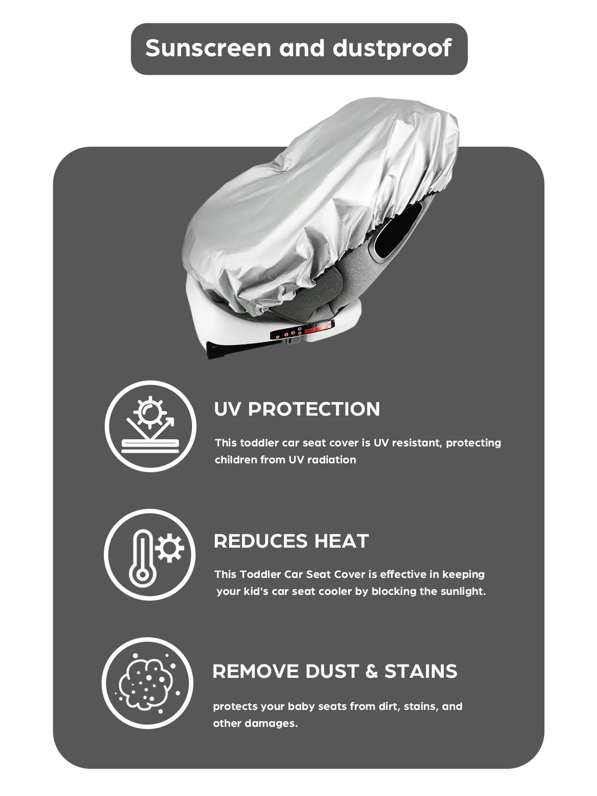 1PC Baby Car Seat Sun Shade Cover Blocks Out Heat & Sun UV Covers Universal Baby Trave close-up view