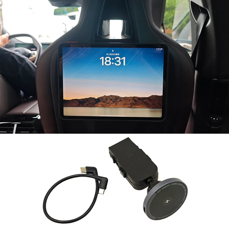 For BMW X6 X5 X3 X7 I5 I7 IX 2022-2025 | Car Rear Seat Pad Phone Magnetic Holder with 18W Wireless C