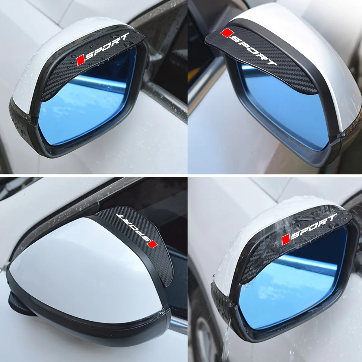 2-piece car rearview mirror rain eyebrow carbon fiber mirror rain and snow barrier sun visor suitable for Audi, BMW, Mercedes