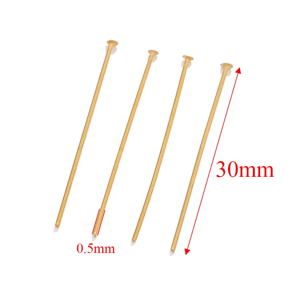 20pcs 20-70mm PVD Gold Plated Stainless Steel Flat Head Pins For Jewelry Making Findi alternate view