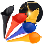 1pc Plastic Long Stem Funnel Universal Car Motorcycle Gasoline Oil Filling Tool Black Blue Red Orang