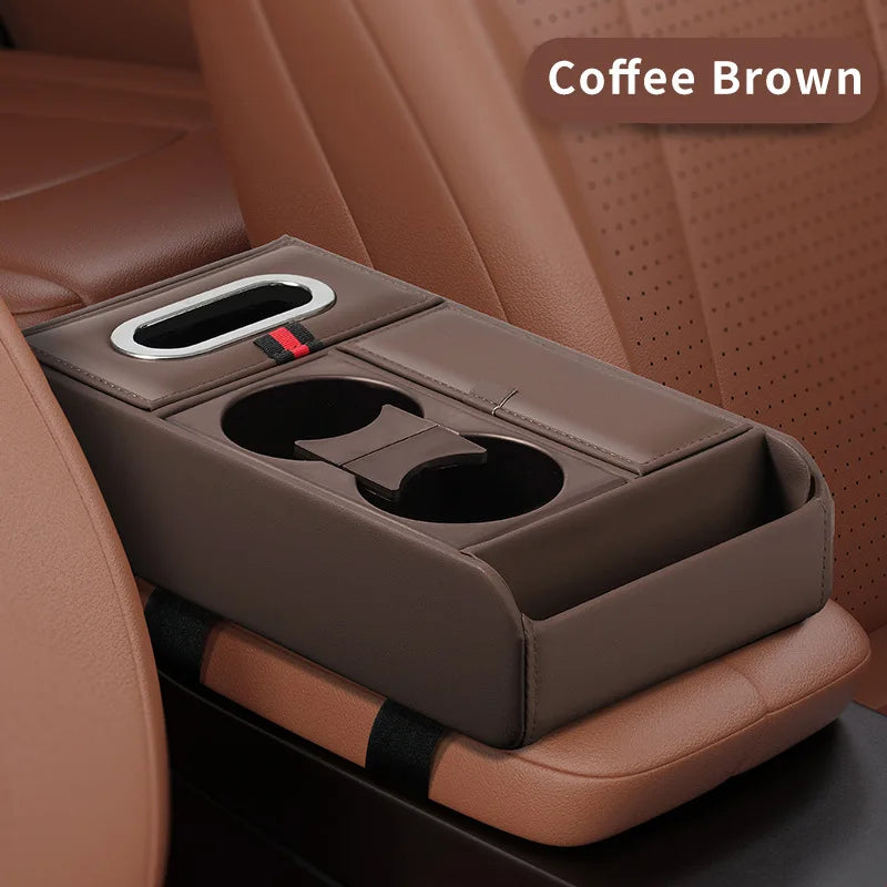 Multifunctional Car Armrest Pad Storage Box Center Console Organizer with Cup Holder Tissue Case Car