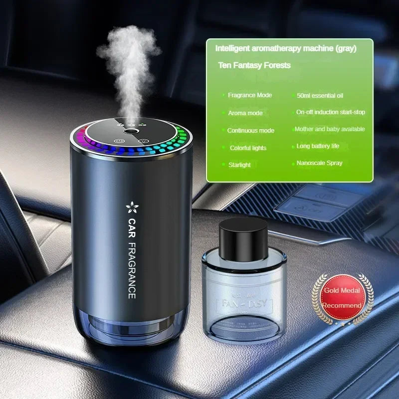 Car Aromatherapy Perfume with Automatic Spray | Aluminum Alloy Odor Remover with Star close-up view