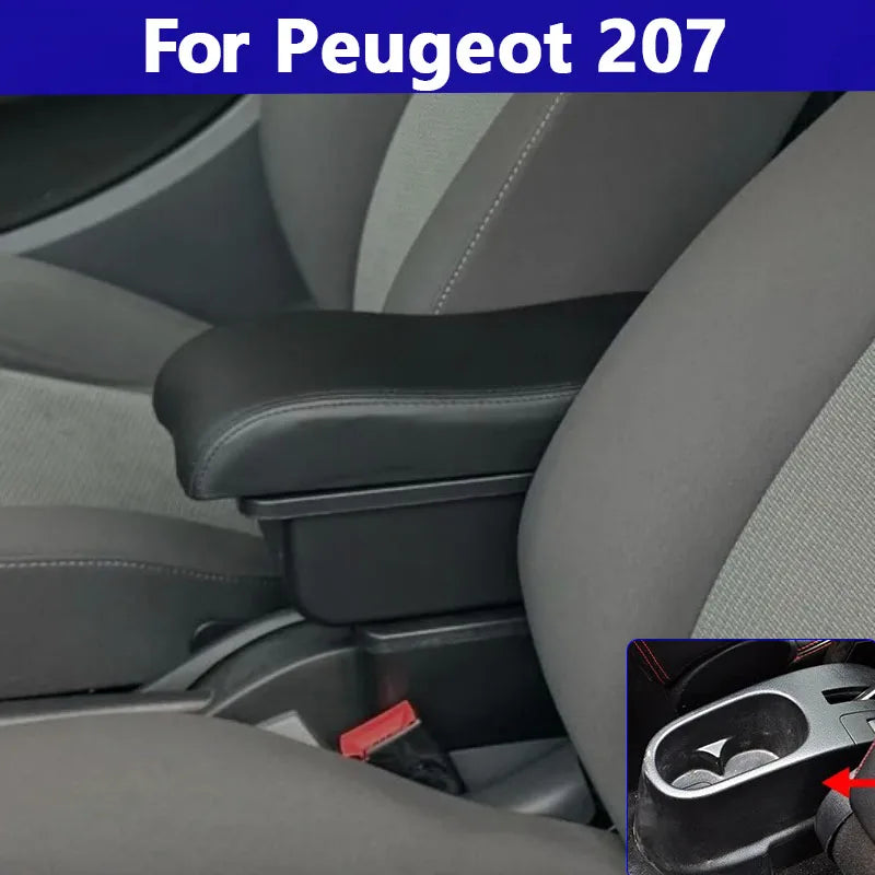 For Peugeot 207 Armrest Box Peugeot 207CC Interior Central Storage Box Pu Leather Armrest with USB C