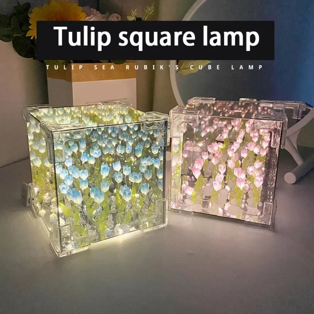 DIY Tulip Sea Mirror Night Light Kit close-up view