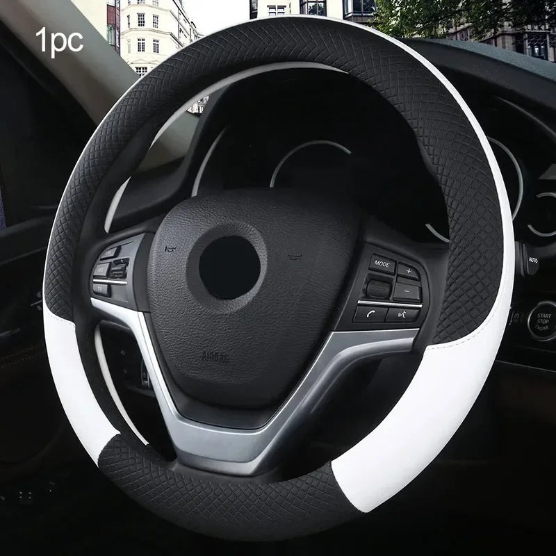 38cm Leather Steering Wheel Cover lifestyle view