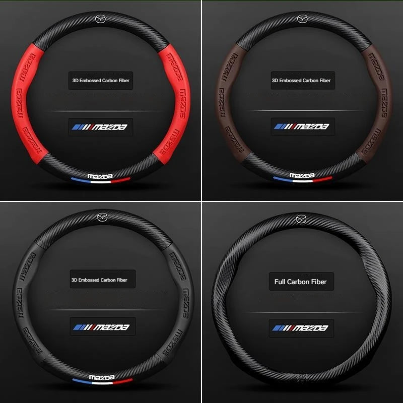 Carbon Fiber Leather Steering Wheel Cover | Mazda 3 5 6 CX30 CX5 CX8 MX5 RX8 RX7 lifestyle view