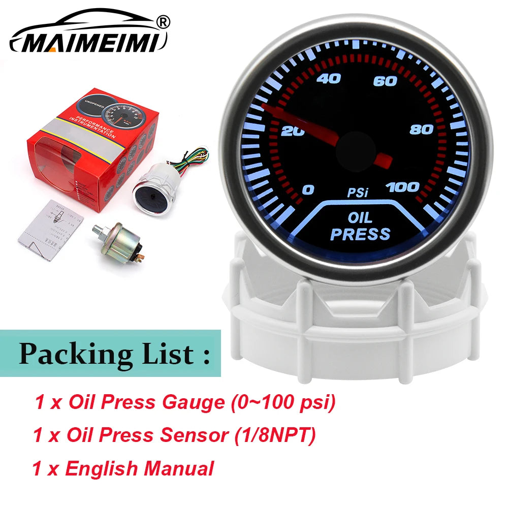 52mm Analog Gauge Set | White LED Car Gauges with Holder lifestyle view