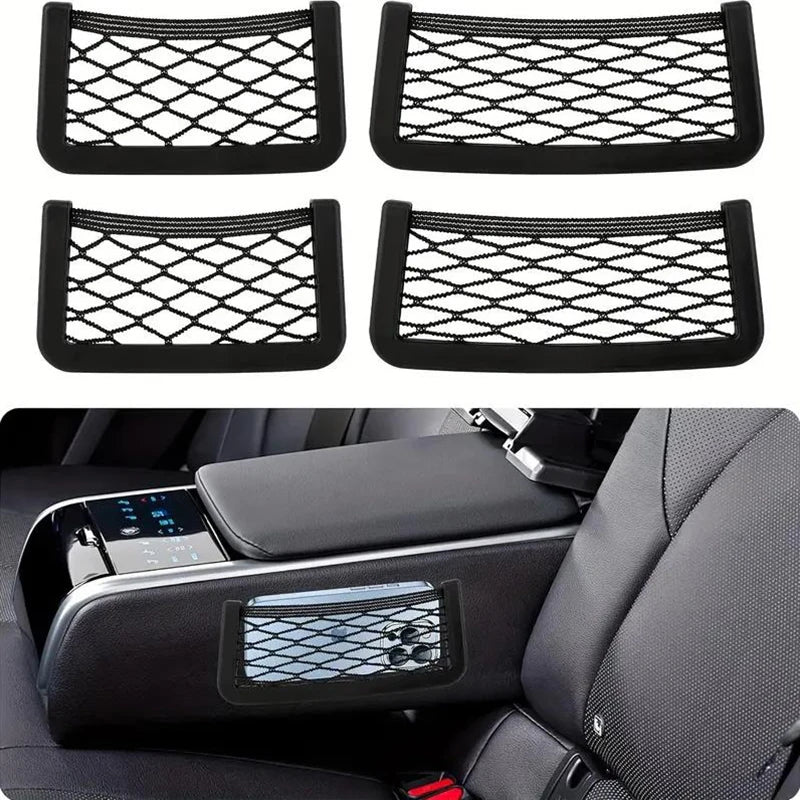 Car Storage Bag Nets Adhesive Auto Seat Organizer Door Side Net Pocket Multifunction alternate view