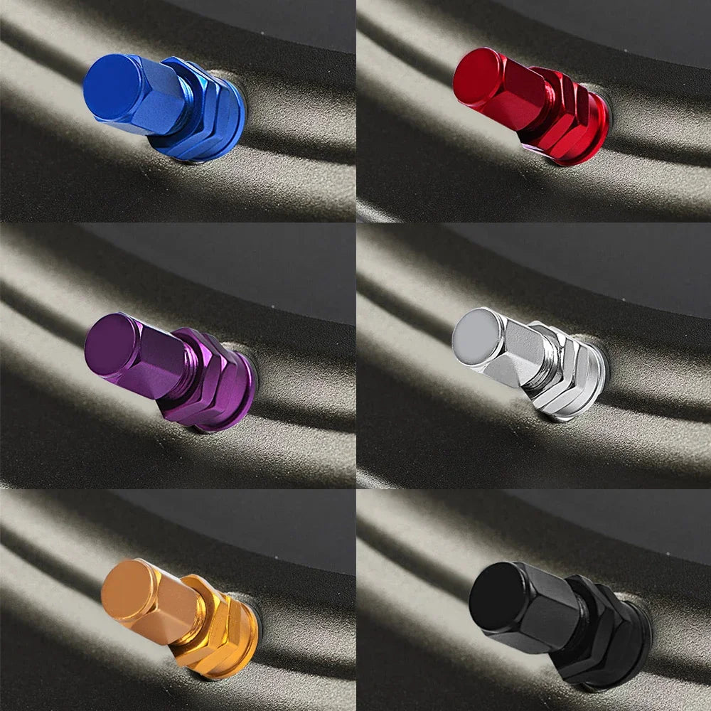 TQQTQQ 4Pcs Short Metal Bolt Tire Valve Stem Kit | Car Truck Motorcycle Accessories additional angle
