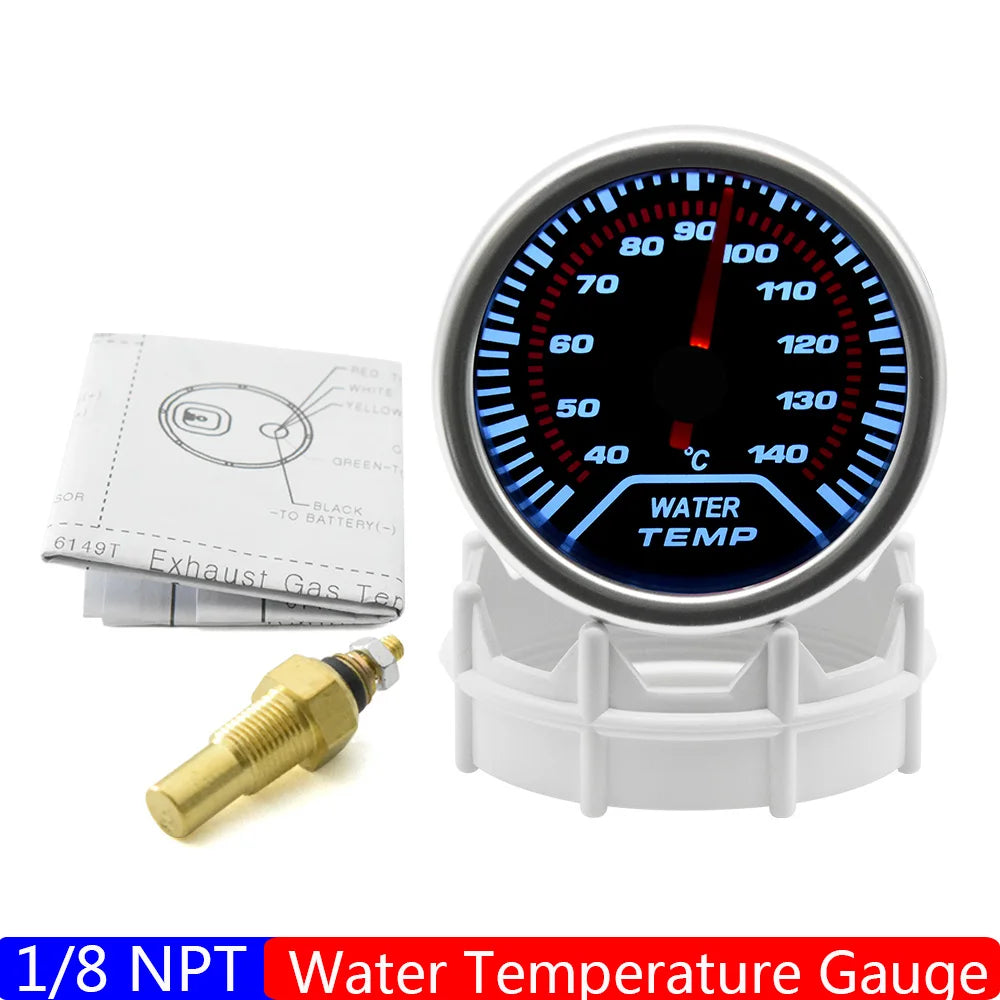 2" 52mm Car Turbo Boost Gauge Set | 12V Smoked Lens Gauges for Gasoline Cars close-up view