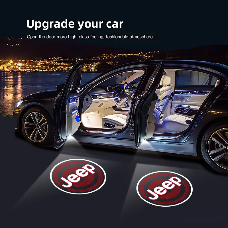 Jeep LED Car Door Logo Welcome Light Projector | HD Ghost Light for Renegade Compass Grand Cherokee
