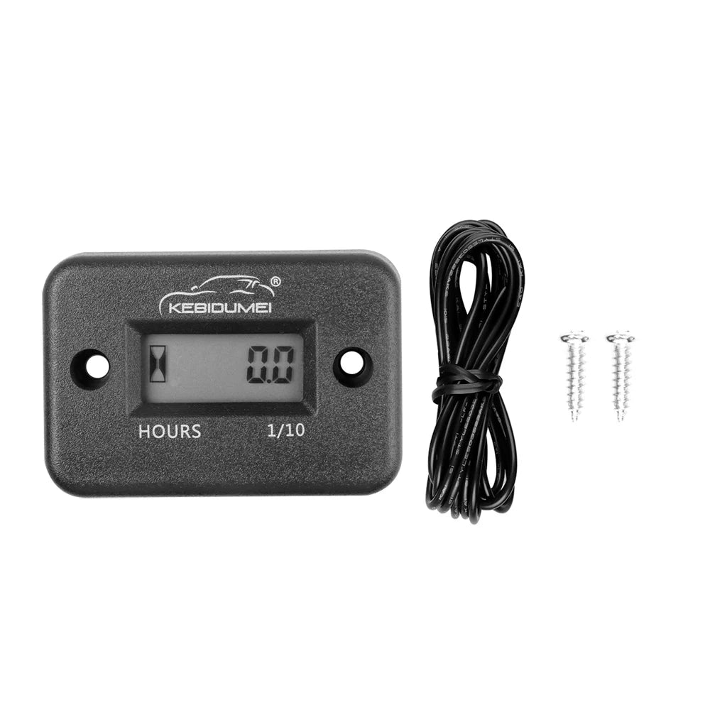 Digital LCD Hour Meter | Waterproof Engine Hour Tracker for Motorcycle ATV Marine close-up view
