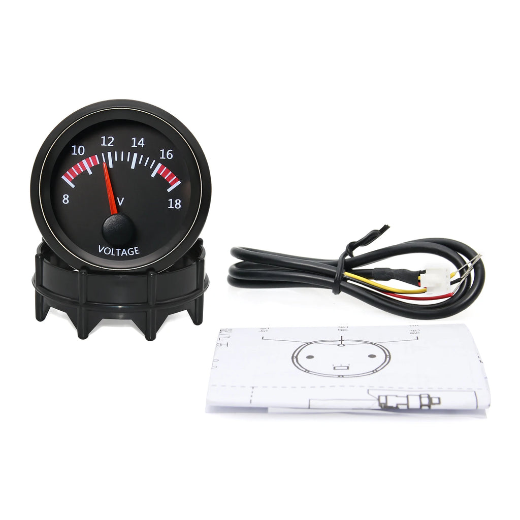 2'' 52MM Car Gauge 12V Water Temp Oil Temp Gauge Oil Press PSI BAR Volt Gauge Air Fuel Ratio Boost Vacuum Meter Black Face Gauge