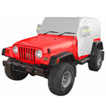 Silver SunShield Cover for Jeep Wrangler TJ 1997-2006 | Weatherproof Half Car Cover detail view