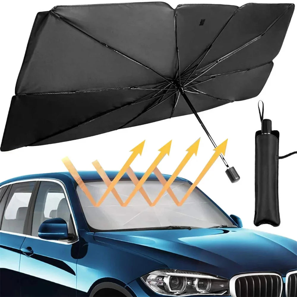 Car Windshield Sunshade Umbrella Silver UV Resistant Folding alternate view