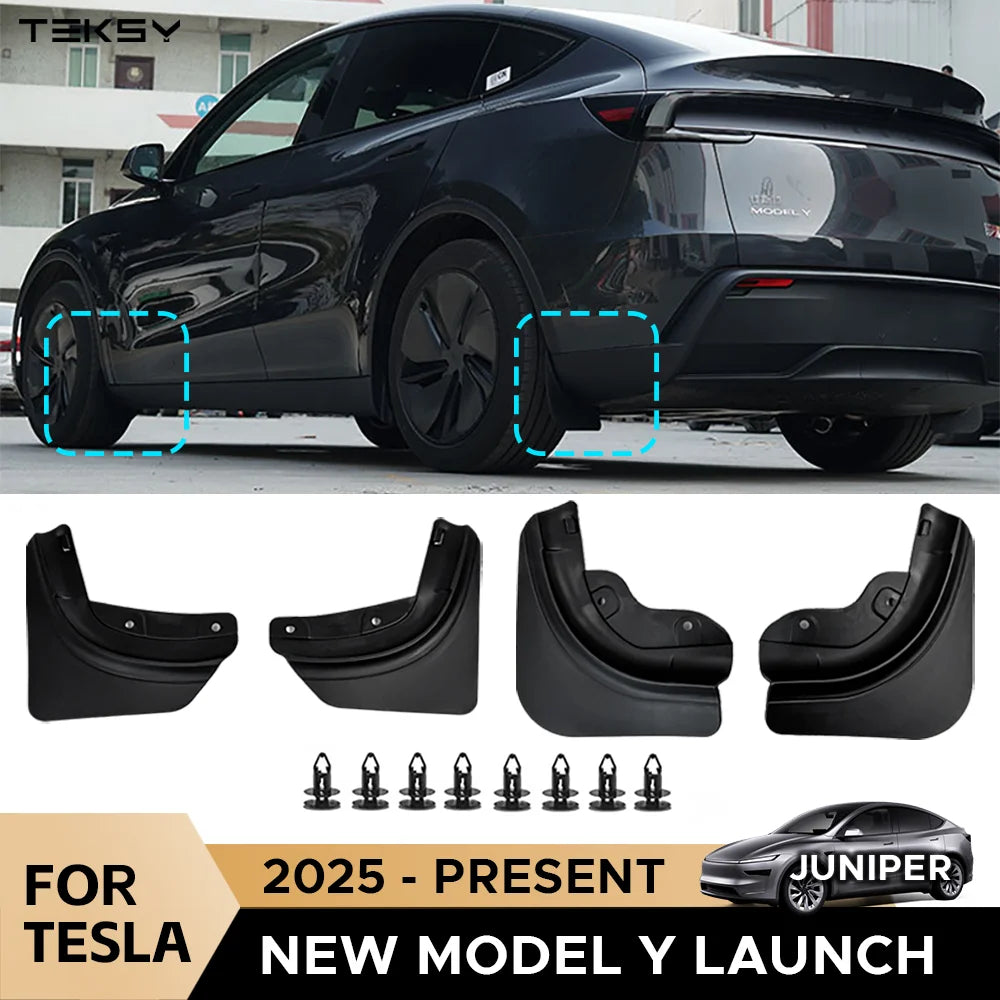 Mud Flaps For Tesla New Model Y 2025 Launch Juniper No Drilling/Tape Splash Guards Fenders Mudguards