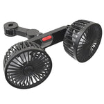 Car Fan 360° 3-speed Car Seat Back Cooling Fan USB Charge Dual Head Fan Adjustable Rot close-up view