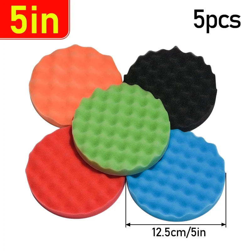 Car Polishing Sponge Pad Kit 5 Inch 6 Inch 7 Inch | 5 Pack Auto Waxing Buffing Pads f alternate view