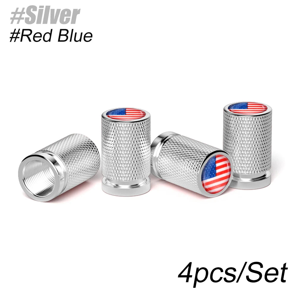4Pcs American Flag Car Valve Stem Caps | Universal Tire Dust Caps for Cars, SUVs, Tru lifestyle view