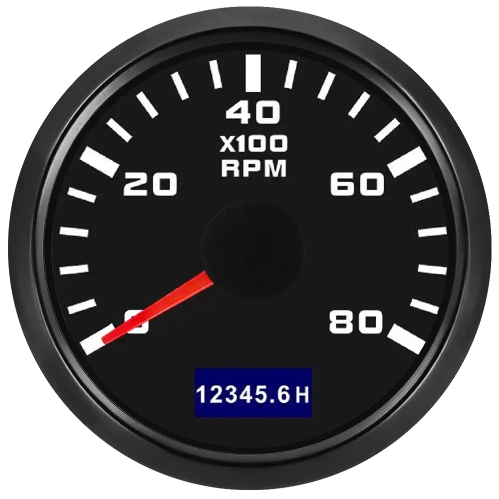 52mm Tachometer with Hourmeter | 7 Color Backlight RPM Gauge for Car Boat additional angle
