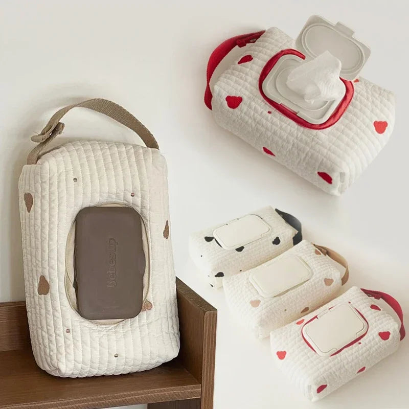 Car Tissue Box Hanging Cartoon Embroidery Bear Seat Back Baby Stroller Diaper Storage